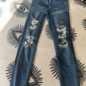 American Eagle Outfitters Ripped Blue Skinny Jeans